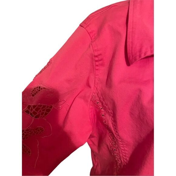 Great Cavalier by St Paul Women's Pink Button-Front Jacket L Cutwork Sleeves - Picture 4 of 12